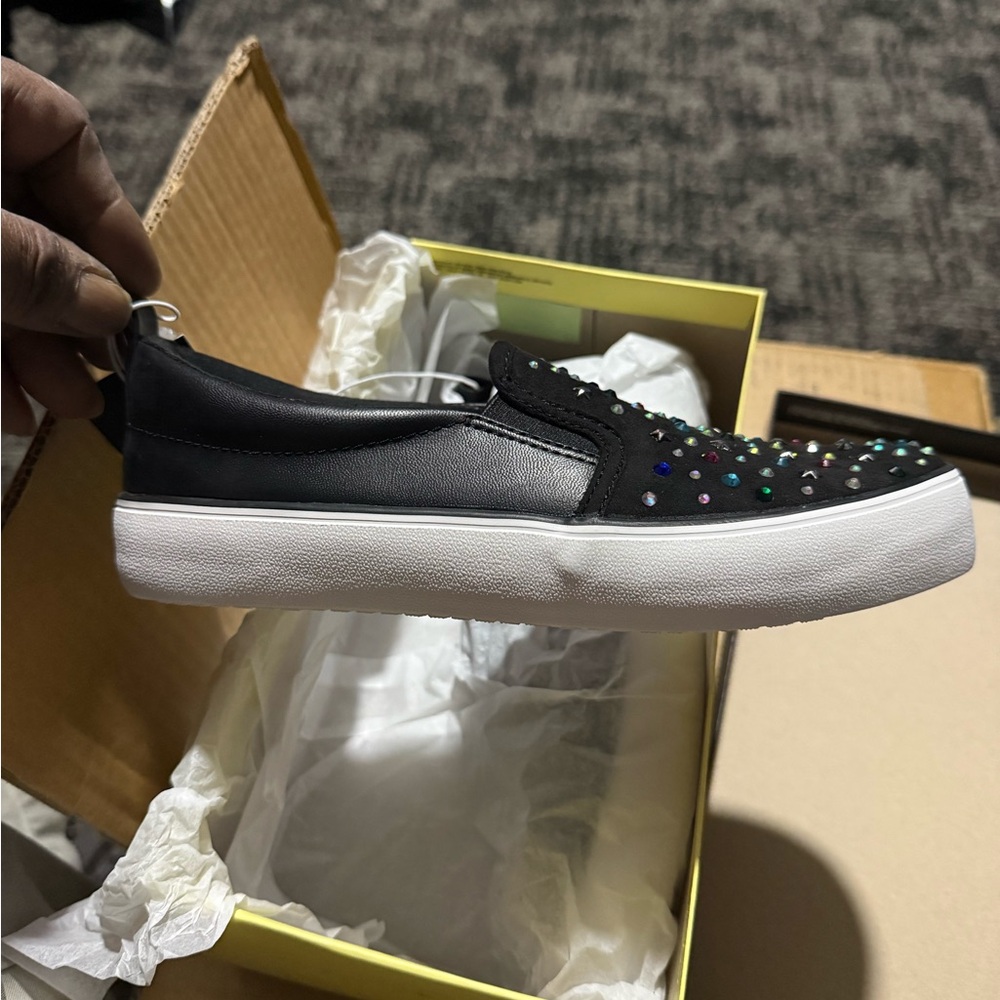 art class Black Slip-On Sneakers with Multicolor Studs